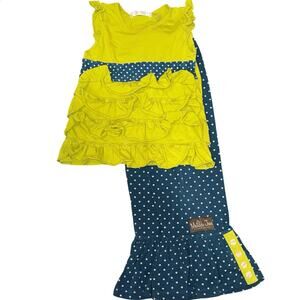 Vintage Matilda Jane Green Apple Lizzie Tank & Great Lakes Big Ruffles Sz 6